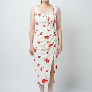 SELF-PORTRAIT Wild Daisy Print Stretch Crepe Midi Dress Size 4 NWT